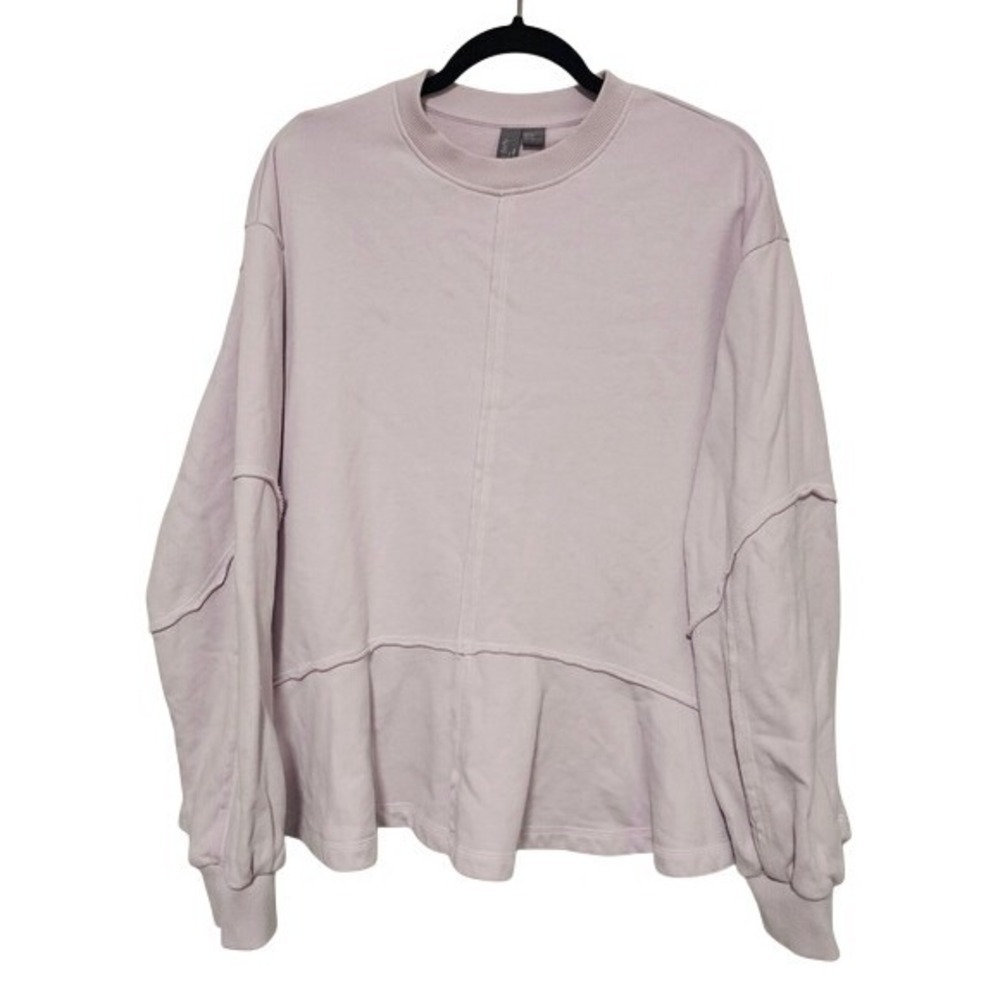 Sweaty Betty L Revive Relaxed Fit Peplum Sweatshirt Mistflower Purple Crewneck ~